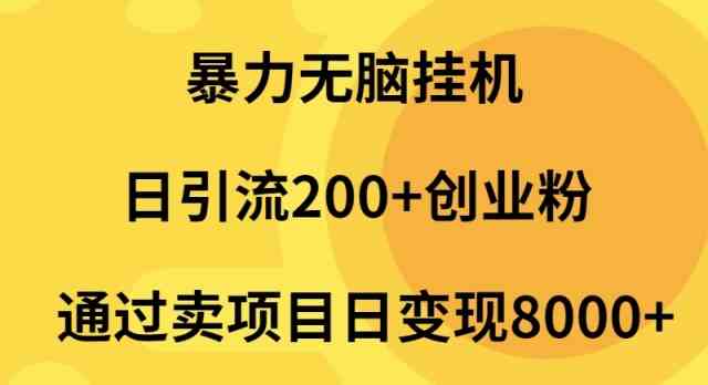 （9788期）暴力无脑挂机日引流200+创业粉通过卖项目日变现2000+-北向