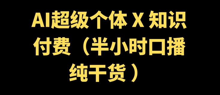 AI超级个体 + 知识付费(半小时口播纯干货 )-北向