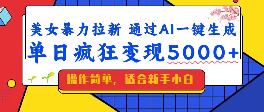 （14347期）美女暴力拉新，通过AI一键生成，单日疯狂变现5000+，纯小白一学就会！-北向