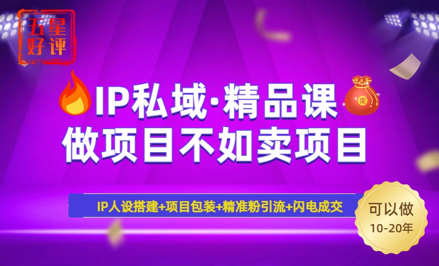 （14406期）2025年“IP私域·密训精品课”，日赚3000+小白避坑年赚百万，暴力引流...-北向